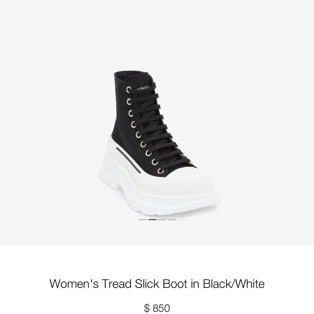 Alexander McQueen Black and White Tread Slick Boots